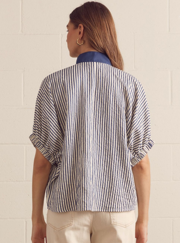 Striped Dolman Sleeve Top- Indigo