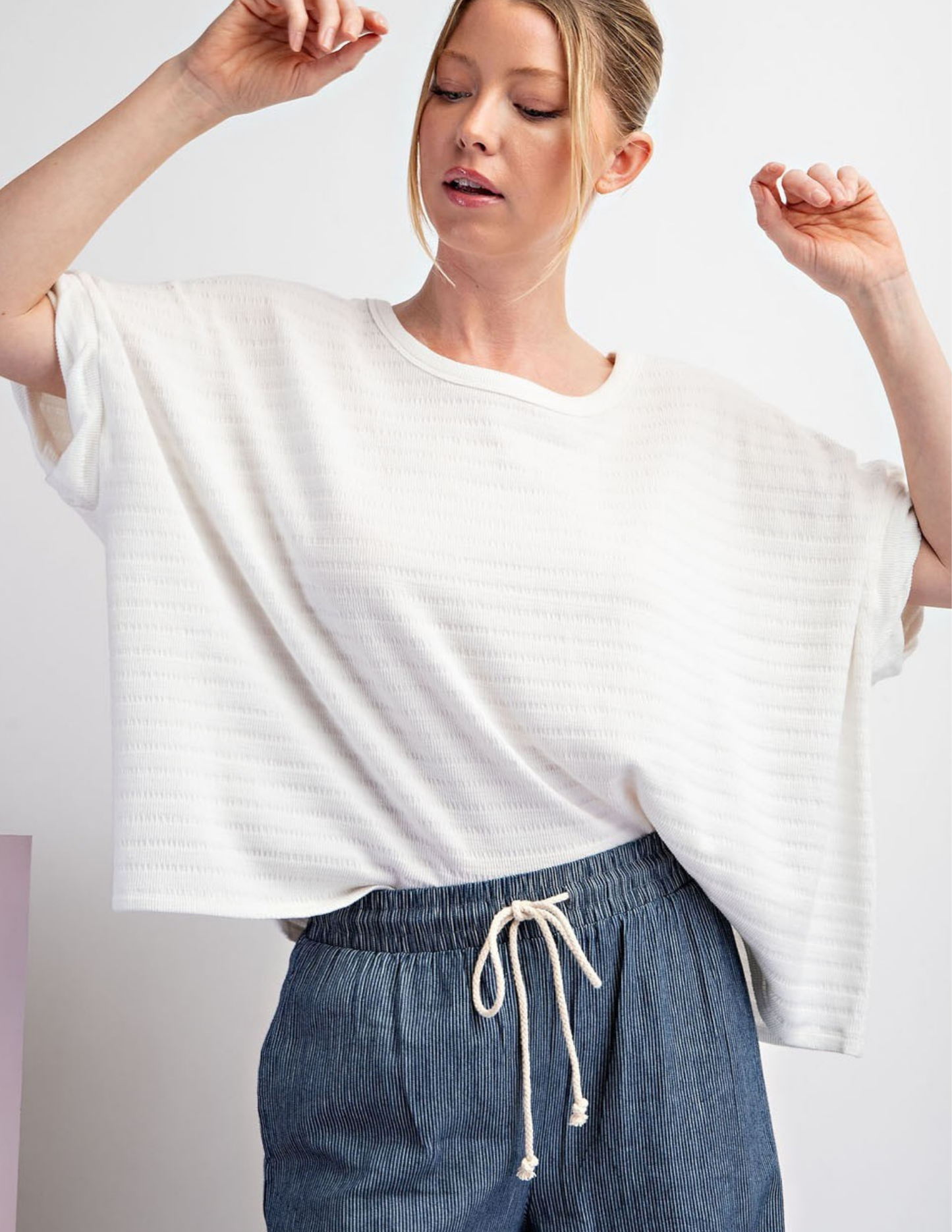 Textured Loose Fit Top- Off White
