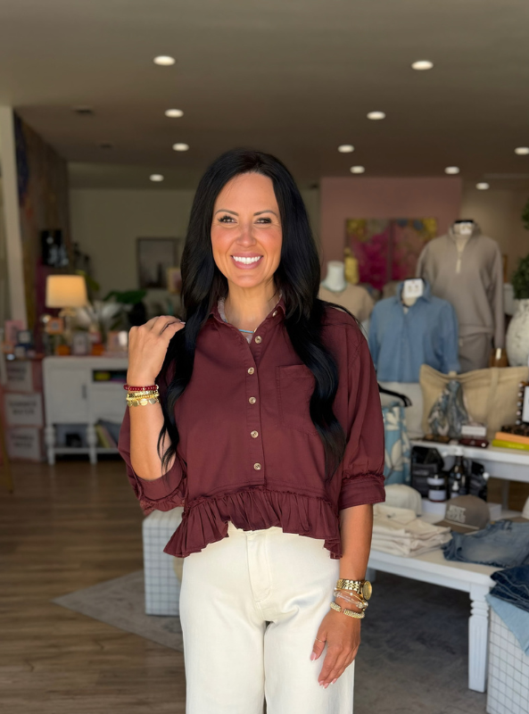 The Hadley Blouse- Wine
