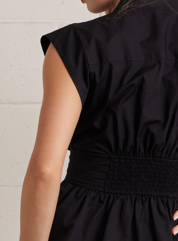 V-Neck Button Up Top- Black