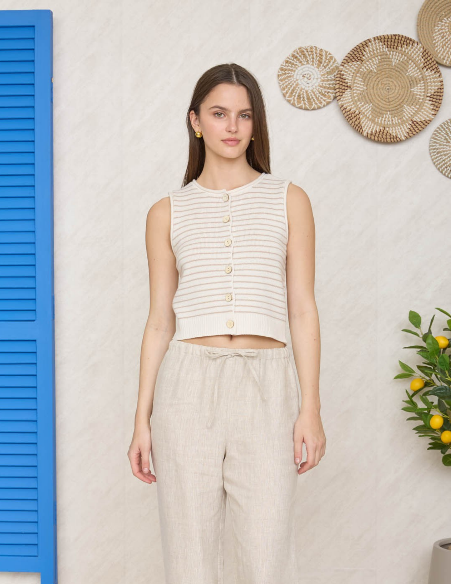 Stripe Button Down Vest
